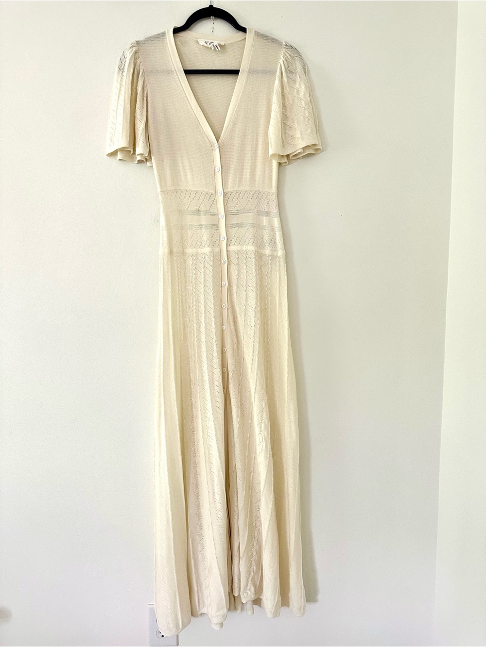 ba&sh AVIVA romantic feminine minimalist Knit maxi dress V-Neck ecru - Picture 5 of 7